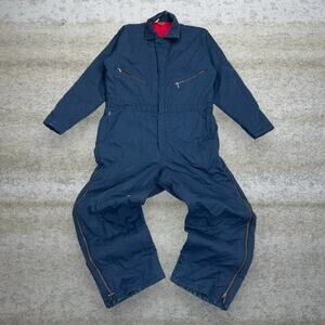 Vintage Wrangler Big Ben Coveralls Navy Blue Insulated Quilt Made in USA 80s